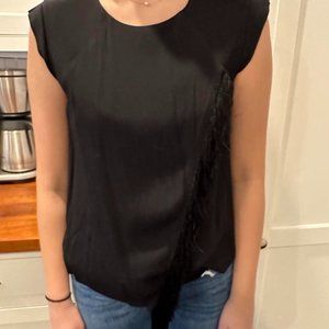 Rebecca Taylor Black With Fringe Party Top